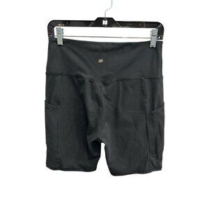 Marika High Waist Active Biker Shorts Black Sz Large Pockets Athleisure Yoga